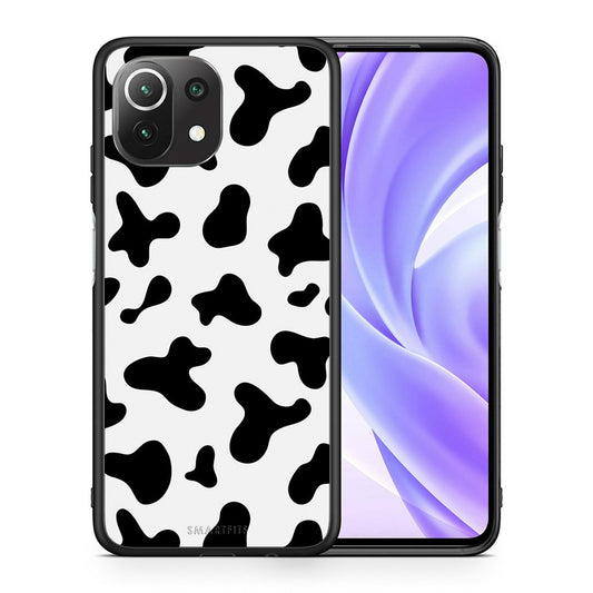 Θήκη Xiaomi 11 Lite/Mi 11 Lite Cow Print από τη Smartfits με σχέδιο στο πίσω μέρος και μαύρο περίβλημα | Xiaomi 11 Lite/Mi 11 Lite Cow Print case with colorful back and black bezels