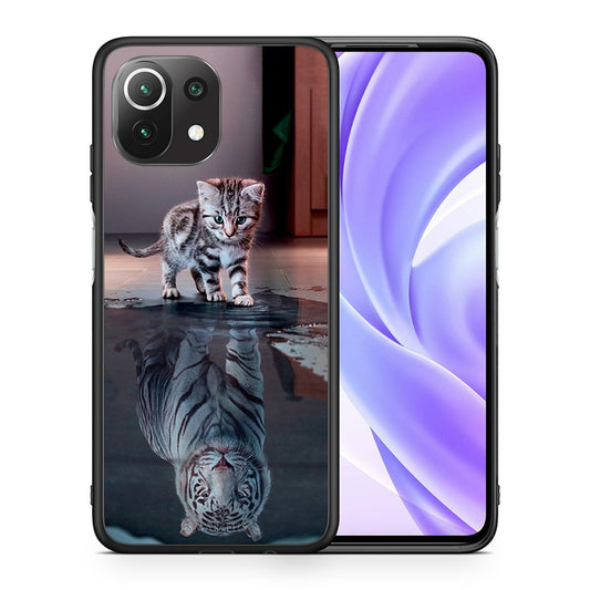 Θήκη Xiaomi 11 Lite/Mi 11 Lite Tiger Cute από τη Smartfits με σχέδιο στο πίσω μέρος και μαύρο περίβλημα | Xiaomi 11 Lite/Mi 11 Lite Tiger Cute case with colorful back and black bezels