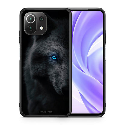 Θήκη Xiaomi 11 Lite/Mi 11 Lite Dark Wolf από τη Smartfits με σχέδιο στο πίσω μέρος και μαύρο περίβλημα | Xiaomi 11 Lite/Mi 11 Lite Dark Wolf case with colorful back and black bezels