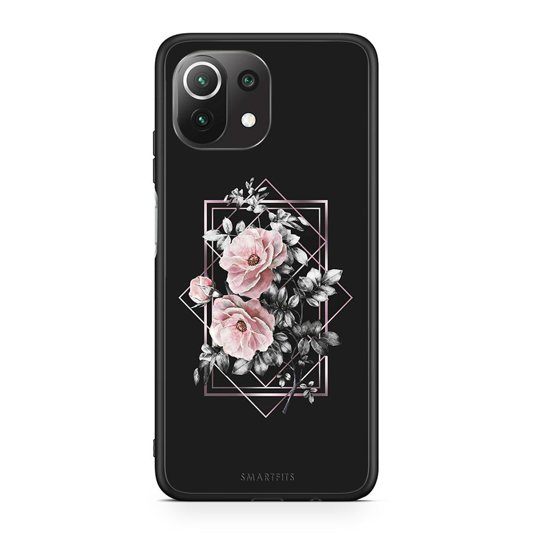 4 - Xiaomi 11 Lite/Mi 11 Lite Frame Flower case, cover, bumper