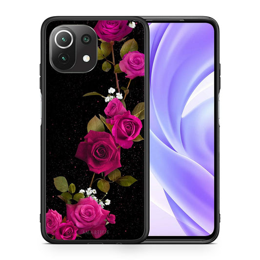 Θήκη Xiaomi 11 Lite/Mi 11 Lite Red Roses Flower από τη Smartfits με σχέδιο στο πίσω μέρος και μαύρο περίβλημα | Xiaomi 11 Lite/Mi 11 Lite Red Roses Flower case with colorful back and black bezels