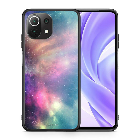 Θήκη Xiaomi 11 Lite/Mi 11 Lite Rainbow Galaxy από τη Smartfits με σχέδιο στο πίσω μέρος και μαύρο περίβλημα | Xiaomi 11 Lite/Mi 11 Lite Rainbow Galaxy case with colorful back and black bezels