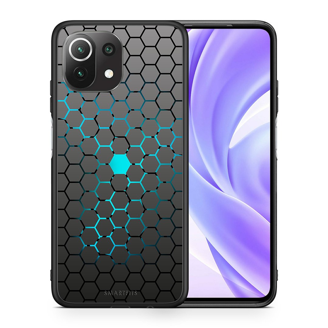 Θήκη Xiaomi 11 Lite/Mi 11 Lite Hexagonal Geometric από τη Smartfits με σχέδιο στο πίσω μέρος και μαύρο περίβλημα | Xiaomi 11 Lite/Mi 11 Lite Hexagonal Geometric case with colorful back and black bezels