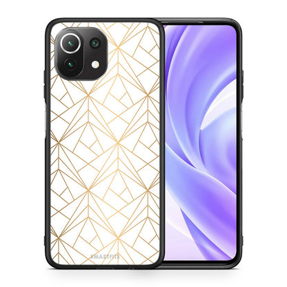 Θήκη Xiaomi 11 Lite/Mi 11 Lite Luxury White Geometric από τη Smartfits με σχέδιο στο πίσω μέρος και μαύρο περίβλημα | Xiaomi 11 Lite/Mi 11 Lite Luxury White Geometric case with colorful back and black bezels