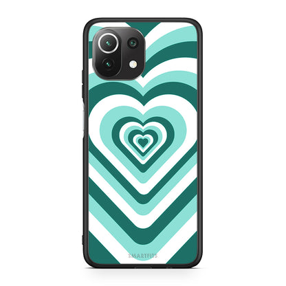 Xiaomi 11 Lite/Mi 11 Lite Green Hearts θήκη από τη Smartfits με σχέδιο στο πίσω μέρος και μαύρο περίβλημα | Smartphone case with colorful back and black bezels by Smartfits
