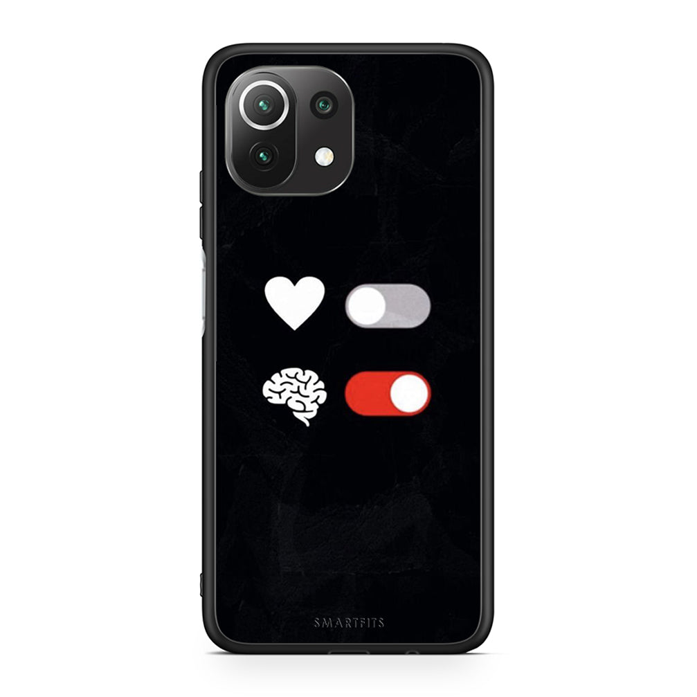 Xiaomi 11 Lite / Mi 11 Lite Heart Vs Brain Θήκη Αγίου Βαλεντίνου από τη Smartfits με σχέδιο στο πίσω μέρος και μαύρο περίβλημα | Smartphone case with colorful back and black bezels by Smartfits