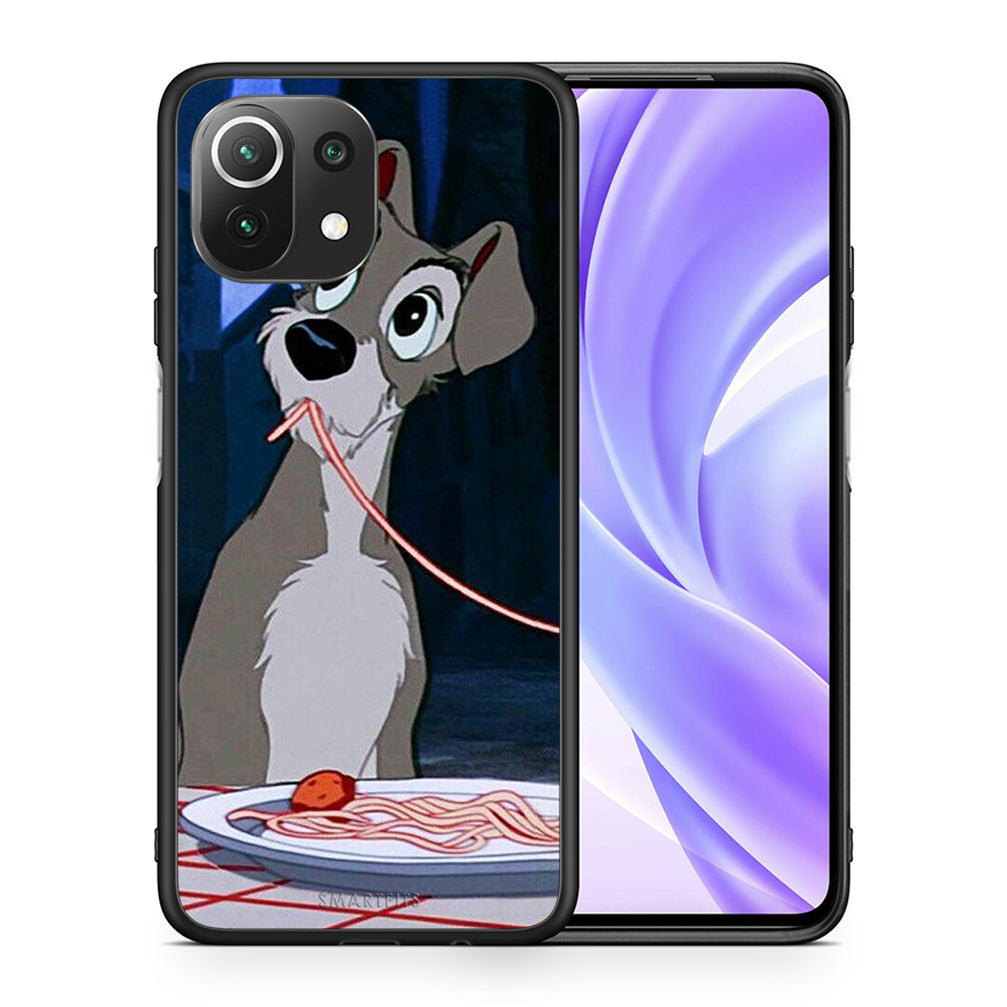 Θήκη Αγίου Βαλεντίνου Xiaomi 11 Lite / Mi 11 Lite Lady And Tramp 1 από τη Smartfits με σχέδιο στο πίσω μέρος και μαύρο περίβλημα | Xiaomi 11 Lite / Mi 11 Lite Lady And Tramp 1 case with colorful back and black bezels