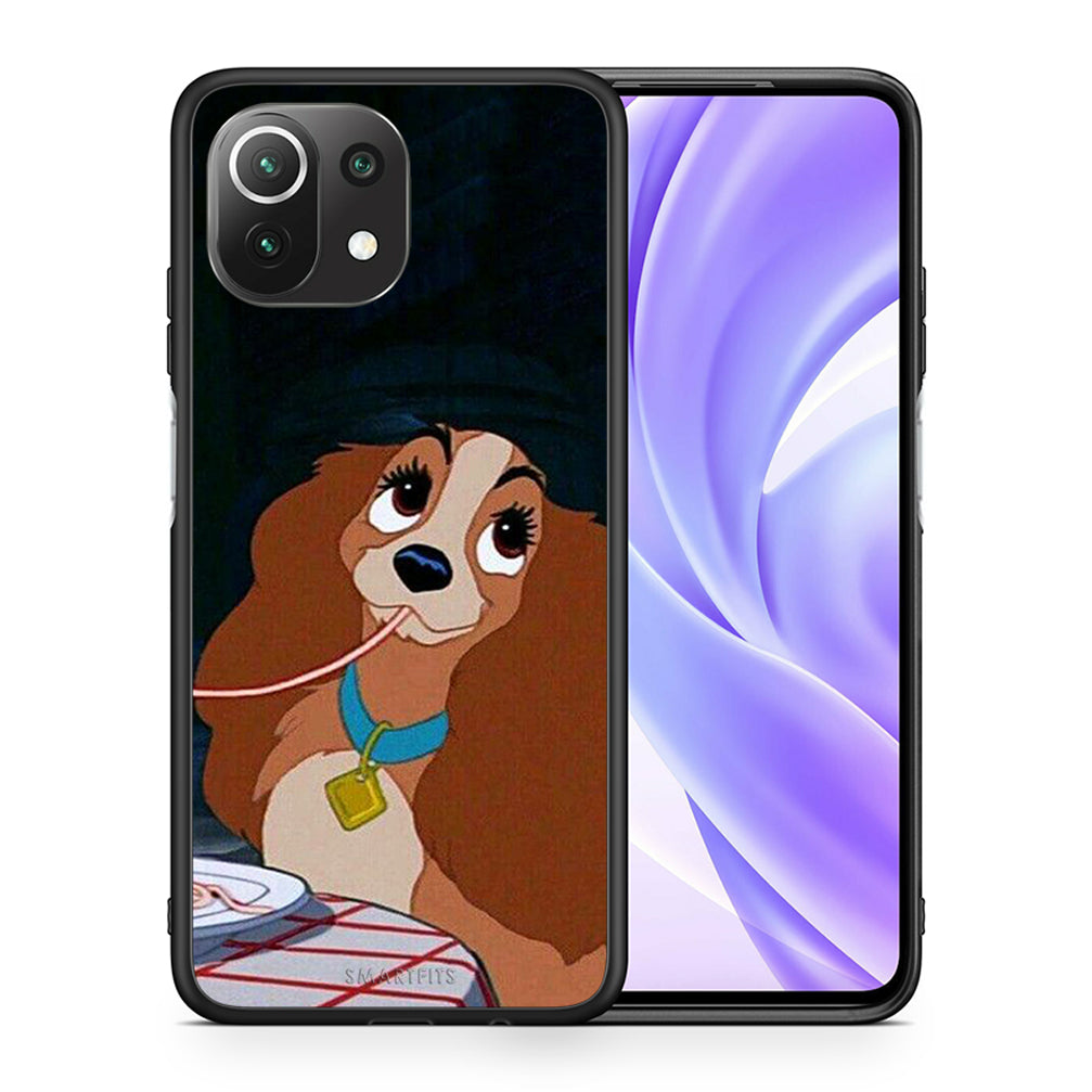 Θήκη Αγίου Βαλεντίνου Xiaomi 11 Lite / Mi 11 Lite Lady And Tramp 2 από τη Smartfits με σχέδιο στο πίσω μέρος και μαύρο περίβλημα | Xiaomi 11 Lite / Mi 11 Lite Lady And Tramp 2 case with colorful back and black bezels