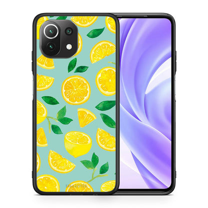Θήκη Xiaomi 11 Lite/Mi 11 Lite Lemons από τη Smartfits με σχέδιο στο πίσω μέρος και μαύρο περίβλημα | Xiaomi 11 Lite/Mi 11 Lite Lemons case with colorful back and black bezels