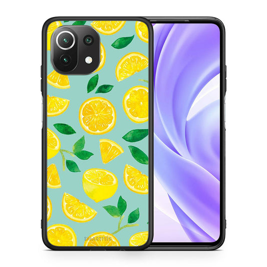 Θήκη Xiaomi 11 Lite/Mi 11 Lite Lemons από τη Smartfits με σχέδιο στο πίσω μέρος και μαύρο περίβλημα | Xiaomi 11 Lite/Mi 11 Lite Lemons case with colorful back and black bezels