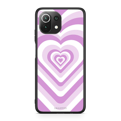 Xiaomi 11 Lite/Mi 11 Lite Lilac Hearts θήκη από τη Smartfits με σχέδιο στο πίσω μέρος και μαύρο περίβλημα | Smartphone case with colorful back and black bezels by Smartfits
