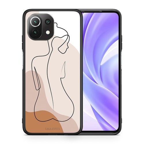 Θήκη Xiaomi 11 Lite/Mi 11 Lite LineArt Woman από τη Smartfits με σχέδιο στο πίσω μέρος και μαύρο περίβλημα | Xiaomi 11 Lite/Mi 11 Lite LineArt Woman case with colorful back and black bezels