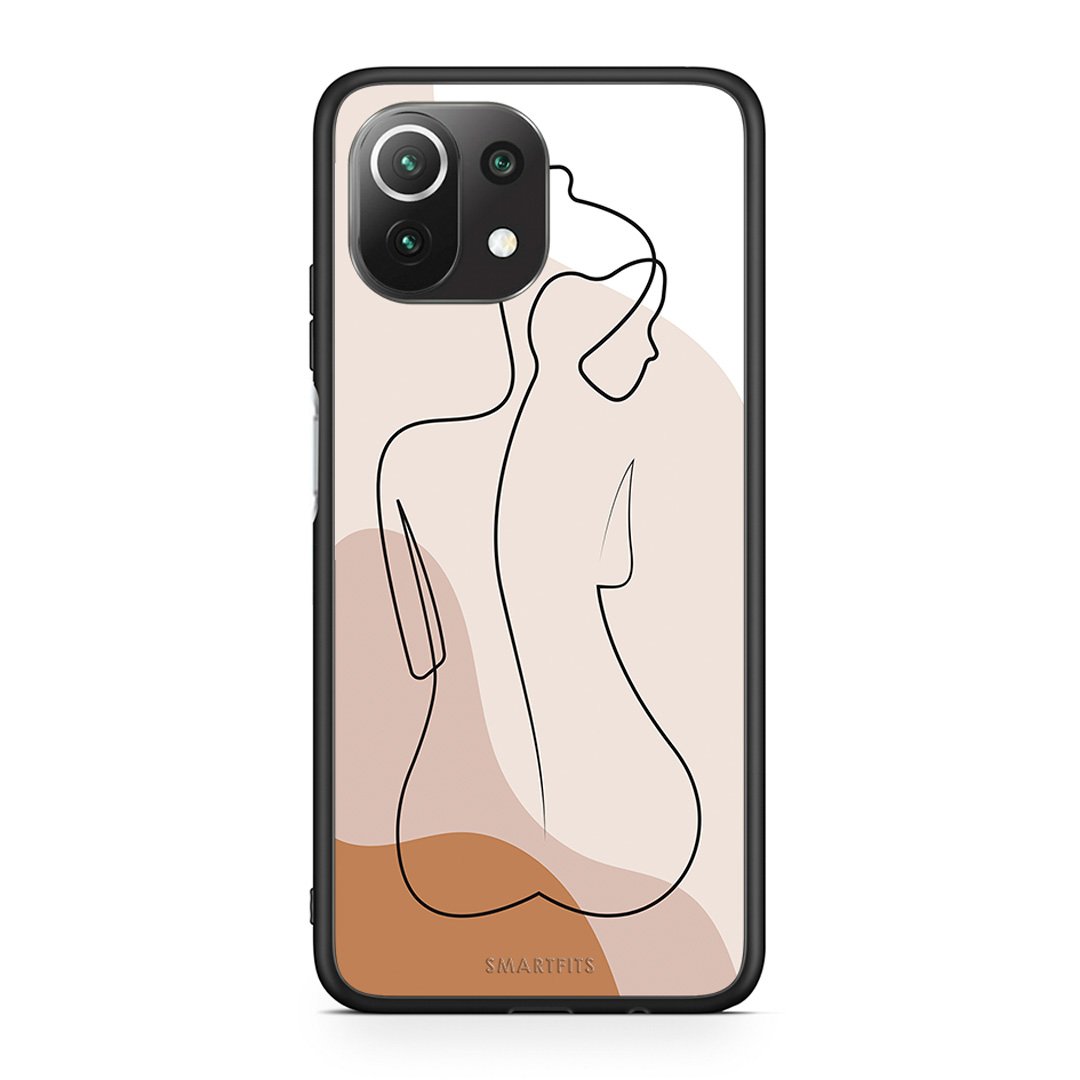 Xiaomi 11 Lite/Mi 11 Lite LineArt Woman θήκη από τη Smartfits με σχέδιο στο πίσω μέρος και μαύρο περίβλημα | Smartphone case with colorful back and black bezels by Smartfits