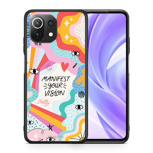 Θήκη Xiaomi 11 Lite/Mi 11 Lite Manifest Your Vision από τη Smartfits με σχέδιο στο πίσω μέρος και μαύρο περίβλημα | Xiaomi 11 Lite/Mi 11 Lite Manifest Your Vision case with colorful back and black bezels