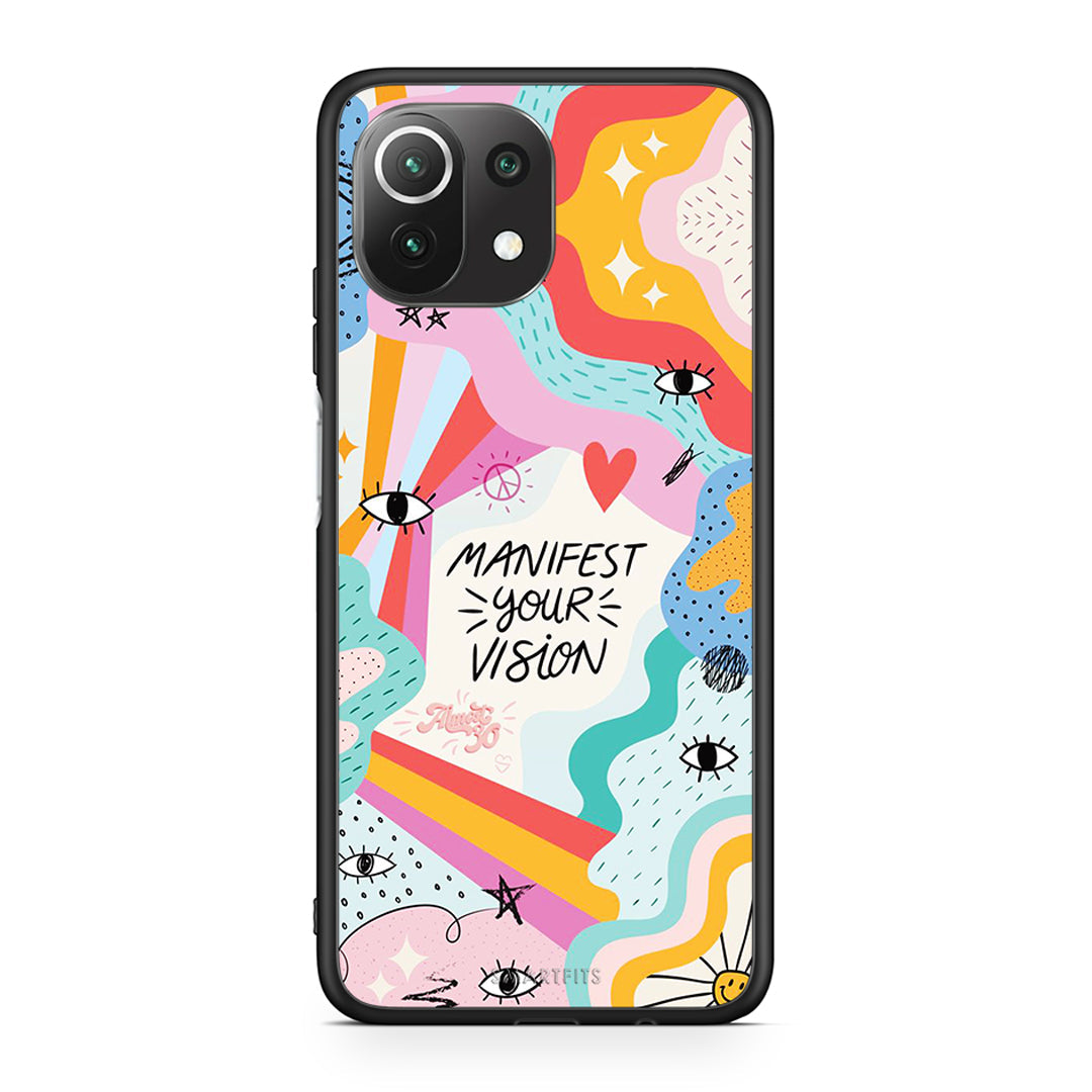 Xiaomi 11 Lite/Mi 11 Lite Manifest Your Vision θήκη από τη Smartfits με σχέδιο στο πίσω μέρος και μαύρο περίβλημα | Smartphone case with colorful back and black bezels by Smartfits