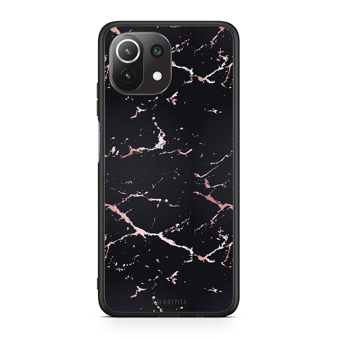 4 - Xiaomi 11 Lite/Mi 11 Lite Black Rosegold Marble case, cover, bumper