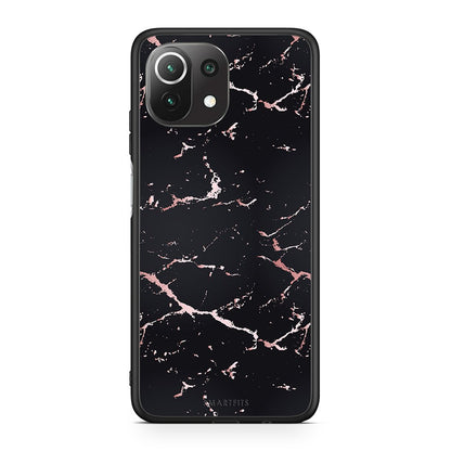 4 - Xiaomi 11 Lite/Mi 11 Lite Black Rosegold Marble case, cover, bumper