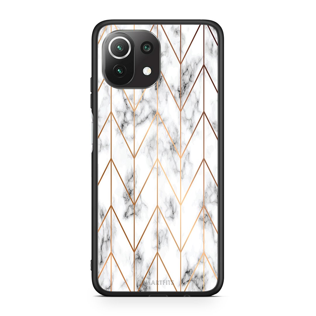 44 - Xiaomi 11 Lite/Mi 11 Lite Gold Geometric Marble case, cover, bumper