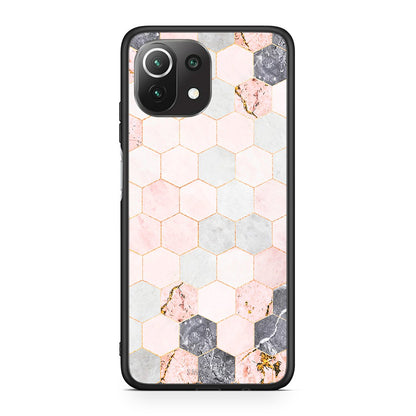 4 - Xiaomi 11 Lite/Mi 11 Lite Hexagon Pink Marble case, cover, bumper