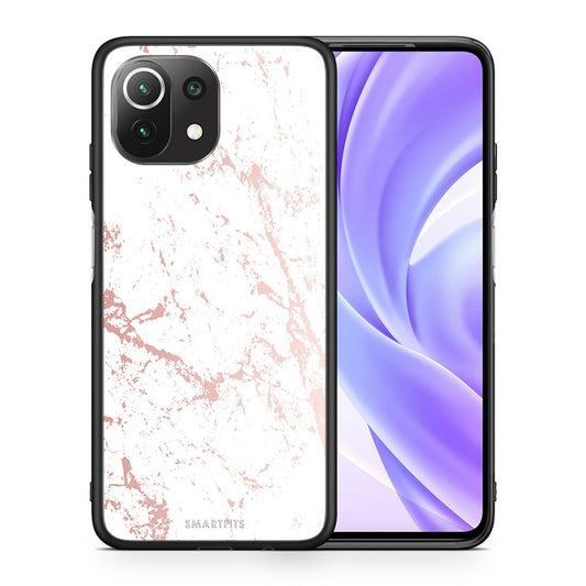 Θήκη Xiaomi 11 Lite/Mi 11 Lite Pink Splash Marble από τη Smartfits με σχέδιο στο πίσω μέρος και μαύρο περίβλημα | Xiaomi 11 Lite/Mi 11 Lite Pink Splash Marble case with colorful back and black bezels