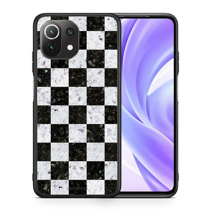 Θήκη Xiaomi 11 Lite/Mi 11 Lite Square Geometric Marble από τη Smartfits με σχέδιο στο πίσω μέρος και μαύρο περίβλημα | Xiaomi 11 Lite/Mi 11 Lite Square Geometric Marble case with colorful back and black bezels