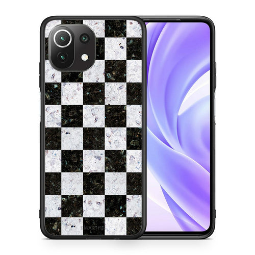 Θήκη Xiaomi 11 Lite/Mi 11 Lite Square Geometric Marble από τη Smartfits με σχέδιο στο πίσω μέρος και μαύρο περίβλημα | Xiaomi 11 Lite/Mi 11 Lite Square Geometric Marble case with colorful back and black bezels