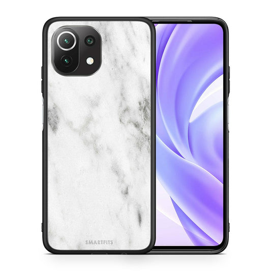 Θήκη Xiaomi 11 Lite/Mi 11 Lite White Marble από τη Smartfits με σχέδιο στο πίσω μέρος και μαύρο περίβλημα | Xiaomi 11 Lite/Mi 11 Lite White Marble case with colorful back and black bezels