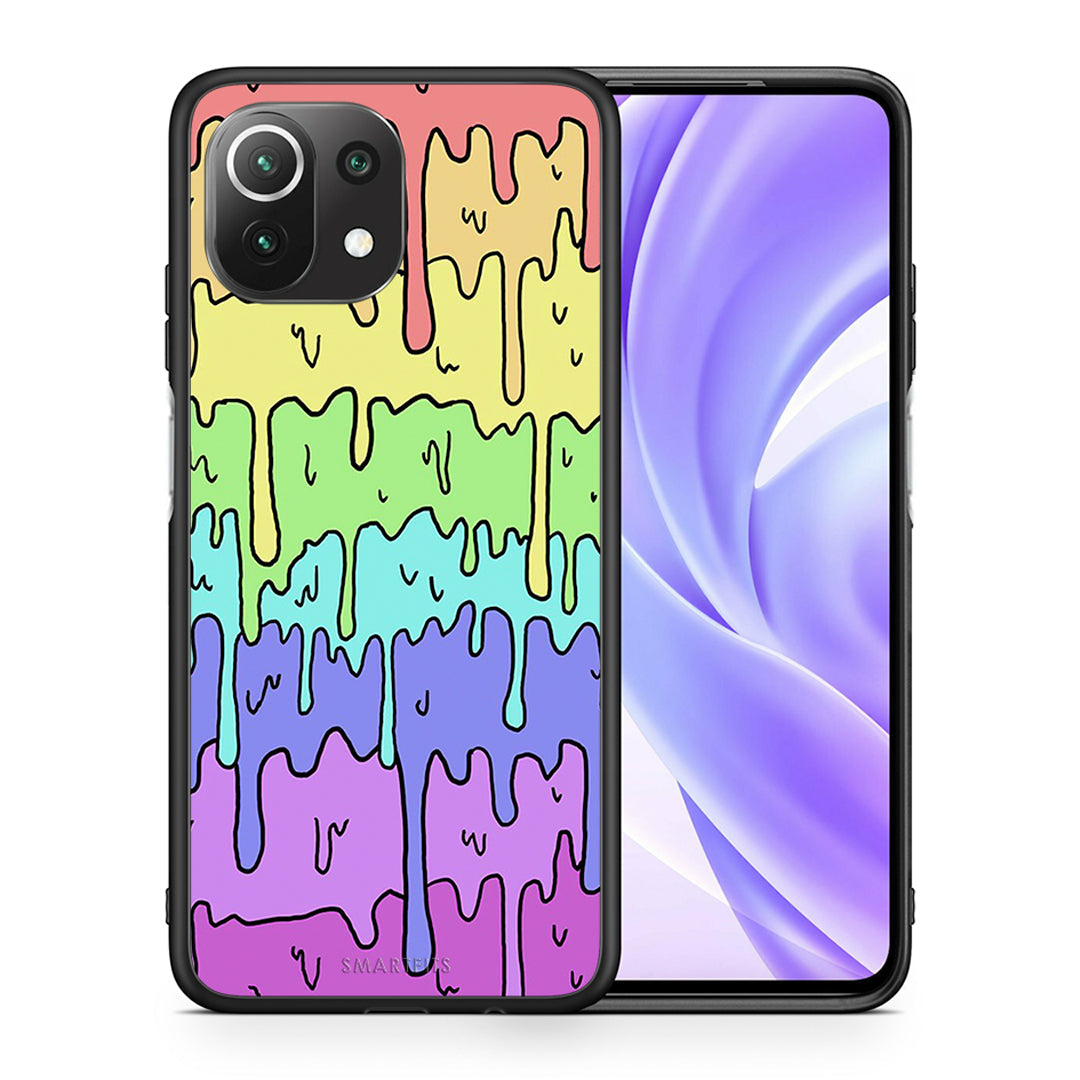Θήκη Xiaomi 11 Lite/Mi 11 Lite Melting Rainbow από τη Smartfits με σχέδιο στο πίσω μέρος και μαύρο περίβλημα | Xiaomi 11 Lite/Mi 11 Lite Melting Rainbow case with colorful back and black bezels
