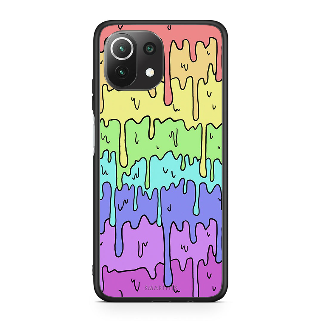 Xiaomi 11 Lite/Mi 11 Lite Melting Rainbow θήκη από τη Smartfits με σχέδιο στο πίσω μέρος και μαύρο περίβλημα | Smartphone case with colorful back and black bezels by Smartfits