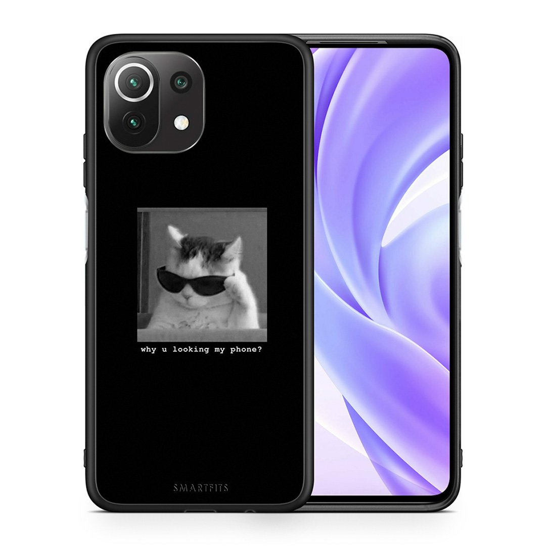 Θήκη Xiaomi 11 Lite/Mi 11 Lite Meme Cat από τη Smartfits με σχέδιο στο πίσω μέρος και μαύρο περίβλημα | Xiaomi 11 Lite/Mi 11 Lite Meme Cat case with colorful back and black bezels