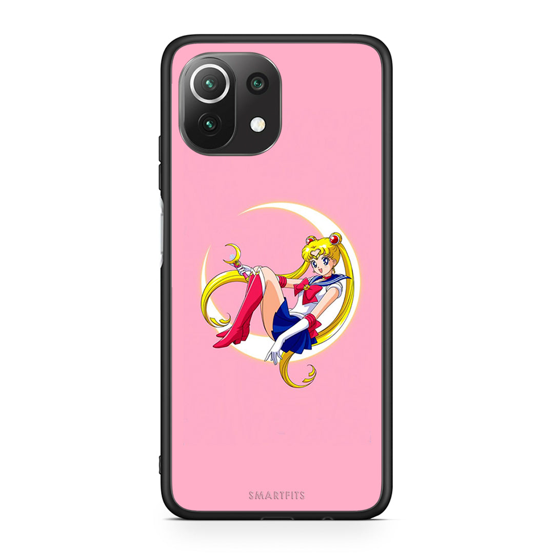 Xiaomi 11 Lite/Mi 11 Lite Moon Girl θήκη από τη Smartfits με σχέδιο στο πίσω μέρος και μαύρο περίβλημα | Smartphone case with colorful back and black bezels by Smartfits