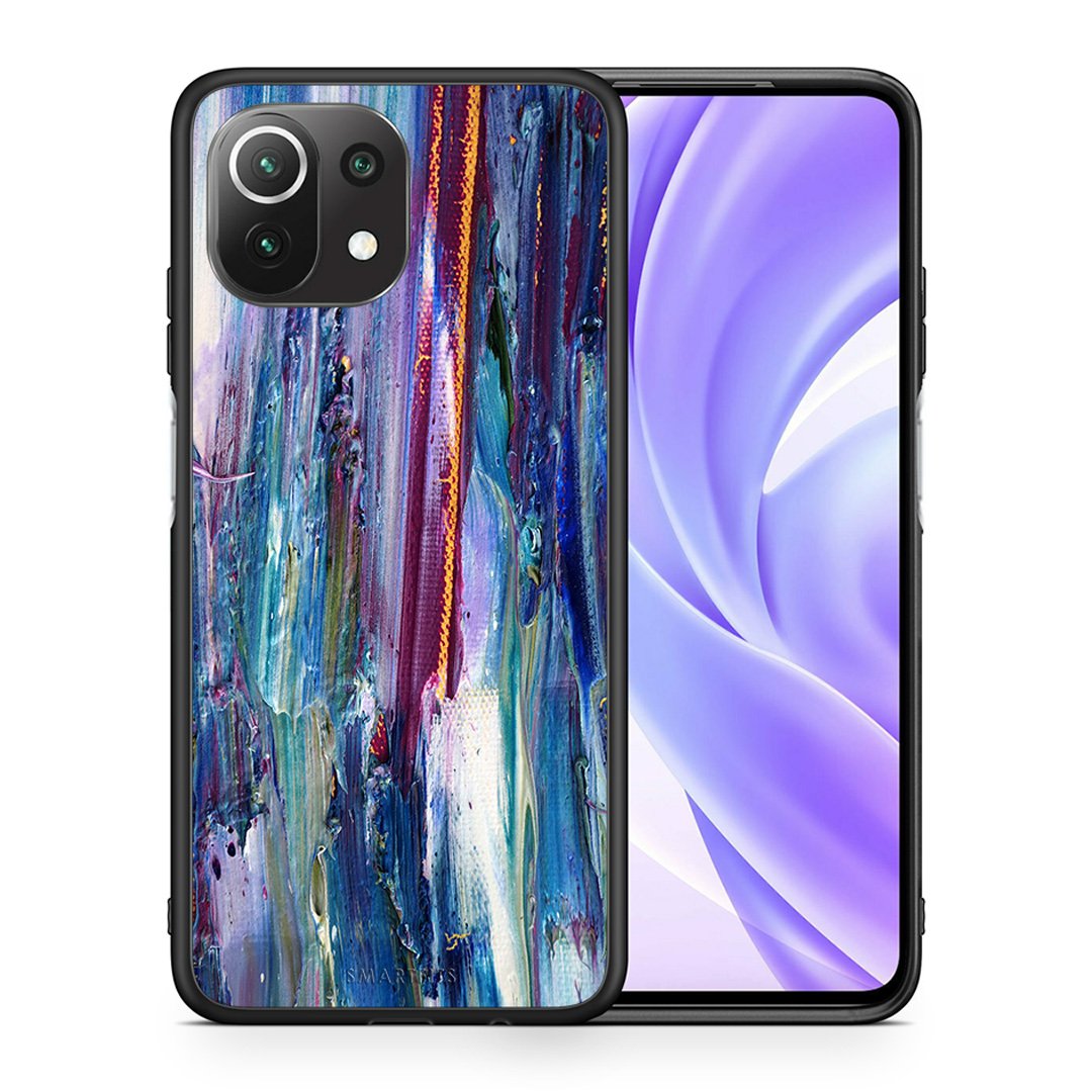 Θήκη Xiaomi 11 Lite/Mi 11 Lite Winter Paint από τη Smartfits με σχέδιο στο πίσω μέρος και μαύρο περίβλημα | Xiaomi 11 Lite/Mi 11 Lite Winter Paint case with colorful back and black bezels