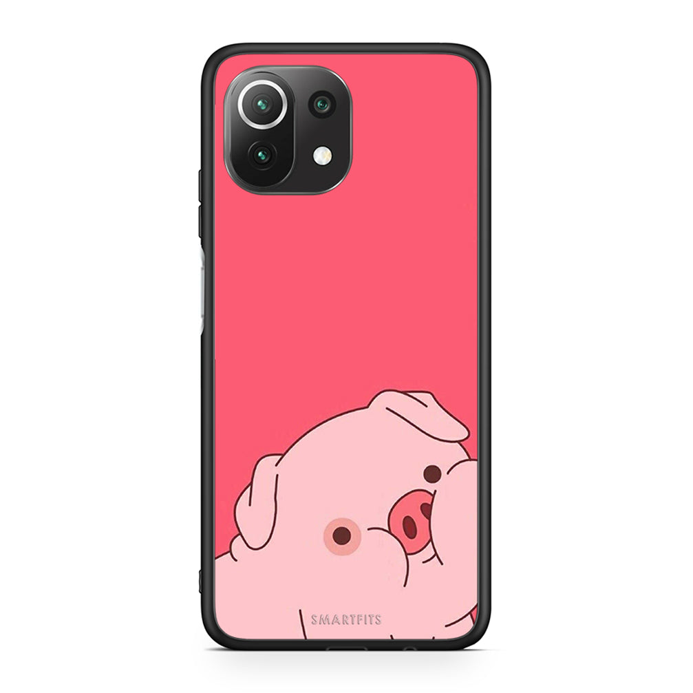 Xiaomi 11 Lite / Mi 11 Lite Pig Love 1 Θήκη Αγίου Βαλεντίνου από τη Smartfits με σχέδιο στο πίσω μέρος και μαύρο περίβλημα | Smartphone case with colorful back and black bezels by Smartfits