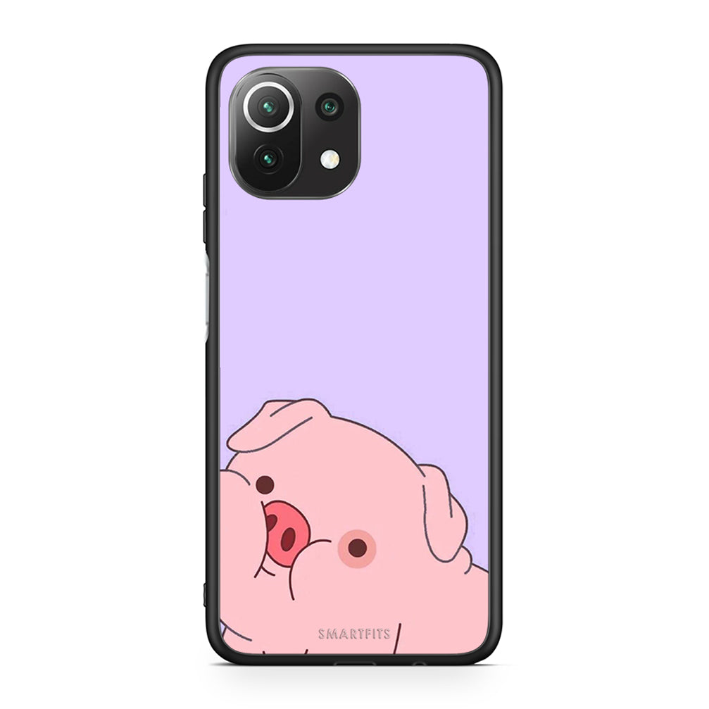 Xiaomi 11 Lite / Mi 11 Lite Pig Love 2 Θήκη Αγίου Βαλεντίνου από τη Smartfits με σχέδιο στο πίσω μέρος και μαύρο περίβλημα | Smartphone case with colorful back and black bezels by Smartfits