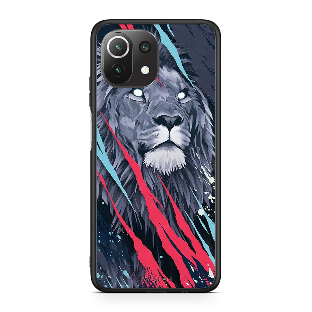4 - Xiaomi 11 Lite/Mi 11 Lite Lion Designer PopArt case, cover, bumper