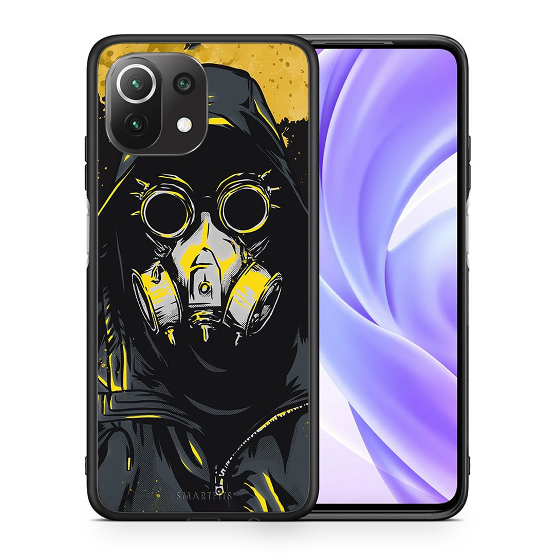 Θήκη Xiaomi 11 Lite/Mi 11 Lite Mask PopArt από τη Smartfits με σχέδιο στο πίσω μέρος και μαύρο περίβλημα | Xiaomi 11 Lite/Mi 11 Lite Mask PopArt case with colorful back and black bezels
