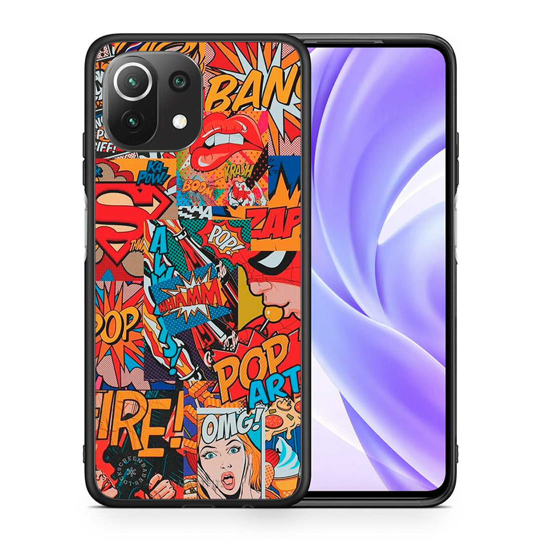 Θήκη Xiaomi 11 Lite/Mi 11 Lite PopArt OMG από τη Smartfits με σχέδιο στο πίσω μέρος και μαύρο περίβλημα | Xiaomi 11 Lite/Mi 11 Lite PopArt OMG case with colorful back and black bezels