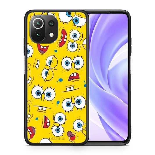 Θήκη Xiaomi 11 Lite/Mi 11 Lite Sponge PopArt από τη Smartfits με σχέδιο στο πίσω μέρος και μαύρο περίβλημα | Xiaomi 11 Lite/Mi 11 Lite Sponge PopArt case with colorful back and black bezels