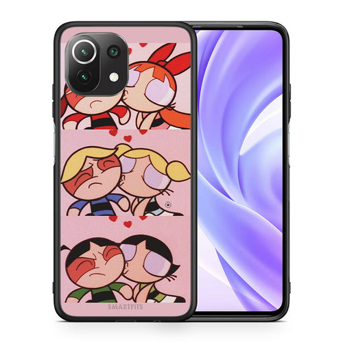 Θήκη Αγίου Βαλεντίνου Xiaomi 11 Lite / Mi 11 Lite Puff Love από τη Smartfits με σχέδιο στο πίσω μέρος και μαύρο περίβλημα | Xiaomi 11 Lite / Mi 11 Lite Puff Love case with colorful back and black bezels