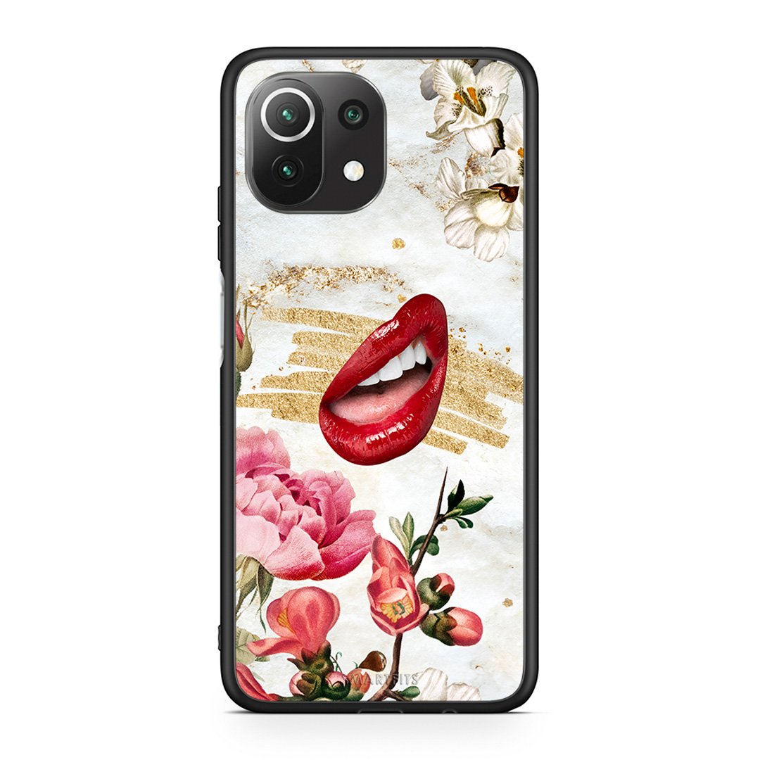 Xiaomi 11 Lite/Mi 11 Lite Red Lips θήκη από τη Smartfits με σχέδιο στο πίσω μέρος και μαύρο περίβλημα | Smartphone case with colorful back and black bezels by Smartfits
