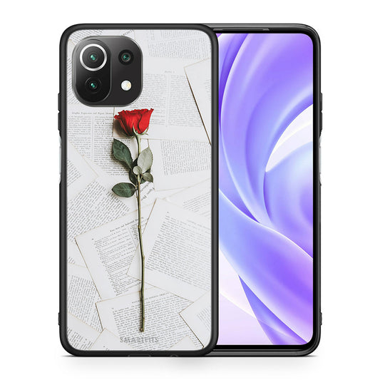 Θήκη Xiaomi 11 Lite/Mi 11 Lite Red Rose από τη Smartfits με σχέδιο στο πίσω μέρος και μαύρο περίβλημα | Xiaomi 11 Lite/Mi 11 Lite Red Rose case with colorful back and black bezels