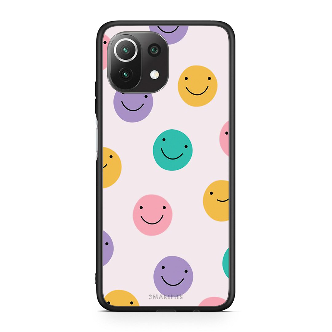 Xiaomi 11 Lite/Mi 11 Lite Smiley Faces θήκη από τη Smartfits με σχέδιο στο πίσω μέρος και μαύρο περίβλημα | Smartphone case with colorful back and black bezels by Smartfits