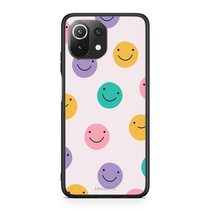 Xiaomi 11 Lite/Mi 11 Lite Smiley Faces θήκη από τη Smartfits με σχέδιο στο πίσω μέρος και μαύρο περίβλημα | Smartphone case with colorful back and black bezels by Smartfits