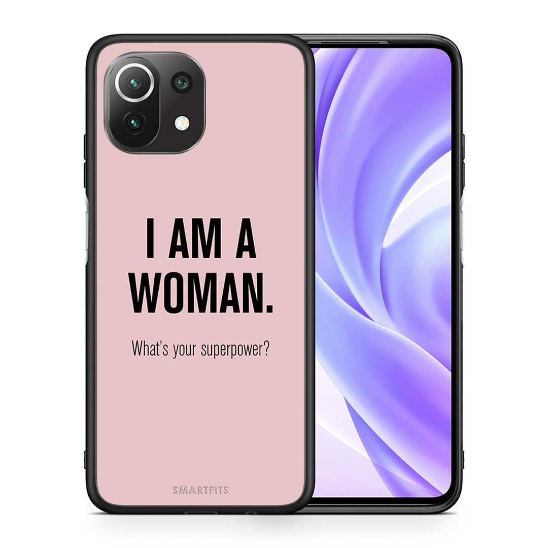 Θήκη Xiaomi 11 Lite/Mi 11 Lite Superpower Woman από τη Smartfits με σχέδιο στο πίσω μέρος και μαύρο περίβλημα | Xiaomi 11 Lite/Mi 11 Lite Superpower Woman case with colorful back and black bezels