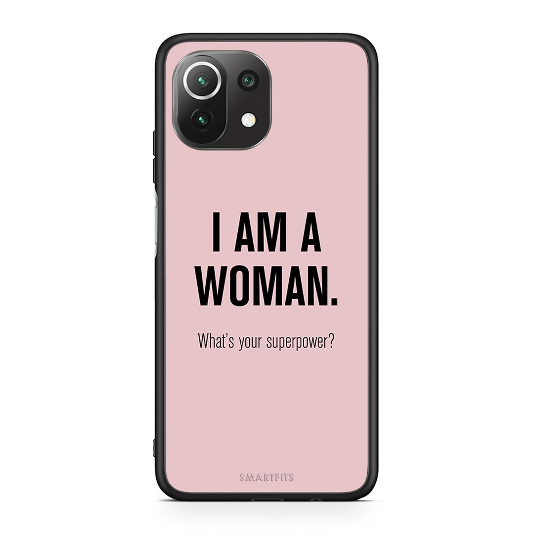 Xiaomi 11 Lite/Mi 11 Lite Superpower Woman θήκη από τη Smartfits με σχέδιο στο πίσω μέρος και μαύρο περίβλημα | Smartphone case with colorful back and black bezels by Smartfits