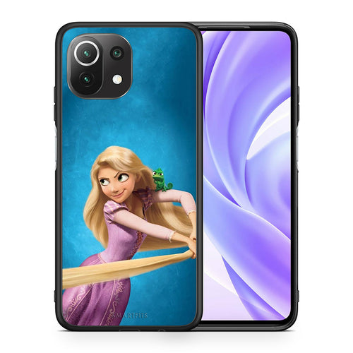 Θήκη Αγίου Βαλεντίνου Xiaomi 11 Lite / Mi 11 Lite Tangled 2 από τη Smartfits με σχέδιο στο πίσω μέρος και μαύρο περίβλημα | Xiaomi 11 Lite / Mi 11 Lite Tangled 2 case with colorful back and black bezels