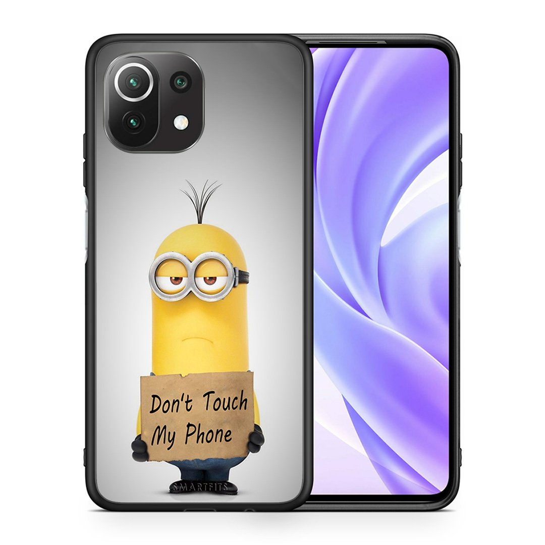 Θήκη Xiaomi 11 Lite/Mi 11 Lite Minion Text από τη Smartfits με σχέδιο στο πίσω μέρος και μαύρο περίβλημα | Xiaomi 11 Lite/Mi 11 Lite Minion Text case with colorful back and black bezels