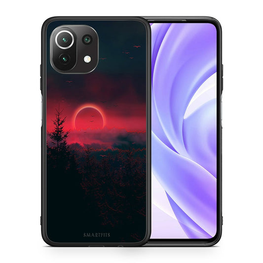 Θήκη Xiaomi 11 Lite/Mi 11 Lite Sunset Tropic από τη Smartfits με σχέδιο στο πίσω μέρος και μαύρο περίβλημα | Xiaomi 11 Lite/Mi 11 Lite Sunset Tropic case with colorful back and black bezels