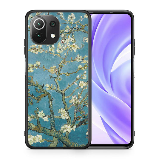 Θήκη Xiaomi 11 Lite/Mi 11 Lite White Blossoms από τη Smartfits με σχέδιο στο πίσω μέρος και μαύρο περίβλημα | Xiaomi 11 Lite/Mi 11 Lite White Blossoms case with colorful back and black bezels