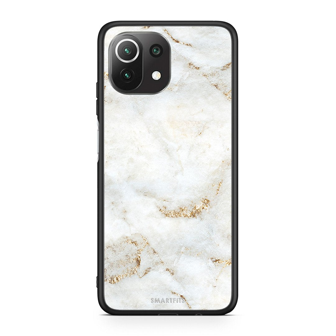 Xiaomi 11 Lite/Mi 11 Lite White Gold Marble θήκη από τη Smartfits με σχέδιο στο πίσω μέρος και μαύρο περίβλημα | Smartphone case with colorful back and black bezels by Smartfits